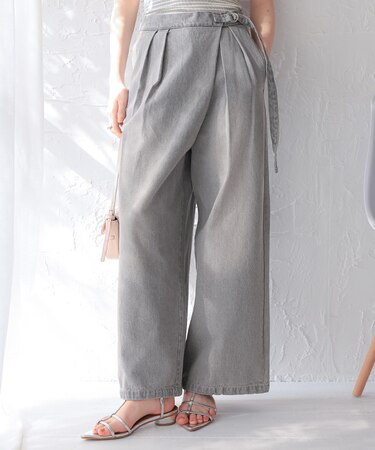 ラップデザインデニムパンツ
