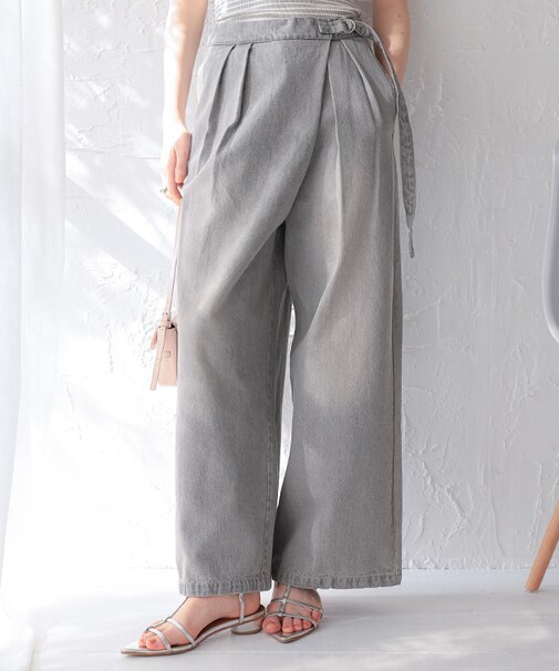 ラップデザインデニムパンツ