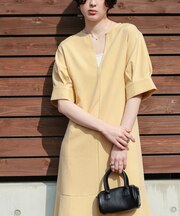 Vネックカフタンティアードワンピース