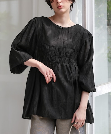前後2wayシャーリングチュニックブラウス