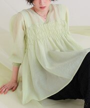 前後2wayシャーリングチュニックブラウス