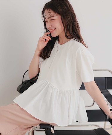 【サステナブル】カットソードッキングペプラムトップス