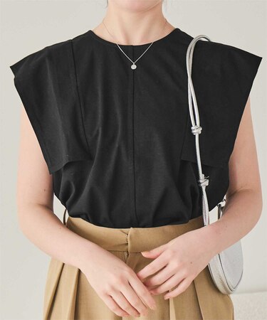 【サステナブル】スクエアスリーブカットソートップス