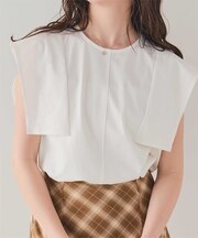 【サステナブル】スクエアスリーブカットソートップス