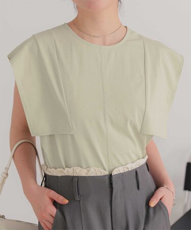 【サステナブル】スクエアスリーブカットソートップス