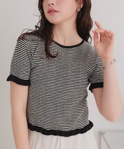 フリルスリーブ半袖ニットトップス