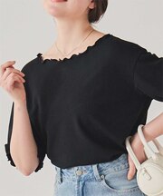 機能性リブカットソーメロートップス