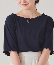 機能性リブカットソーメロートップス