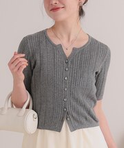 アイレットニットハーフスリーブトップス