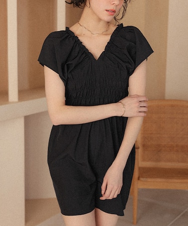 シャーリングオールインワン/ワンピース水着