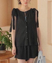 ショートパンツ付リボントップス/ラッシュガード