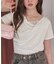 オフショルダーハーフスリーブレースドッキングTシャツ