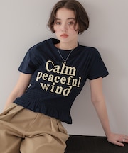 シャーリングロゴプリントTシャツ