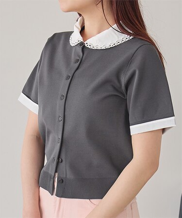 レイヤード襟ポロニット