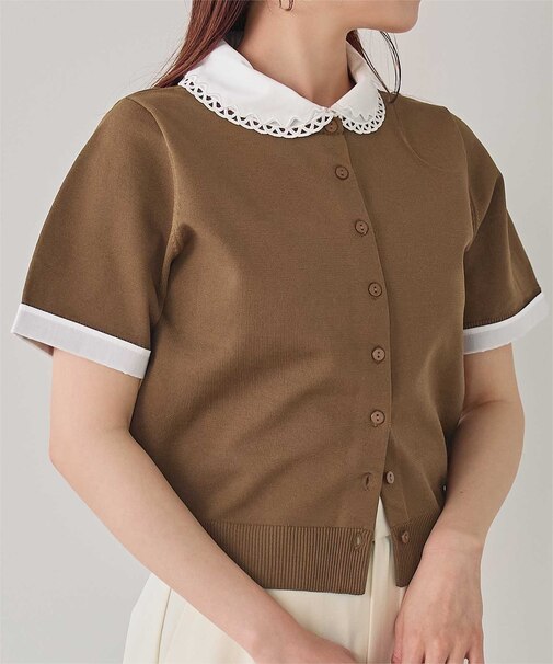 レイヤード襟ポロニット