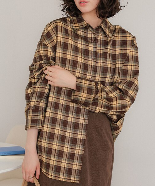 カシュクールチェックオーバーシャツ