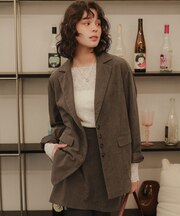フェイクスエード/コーデュロイテーラードジャケット