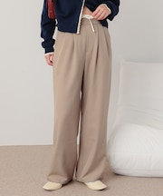 ウエストレイヤードストレートパンツ