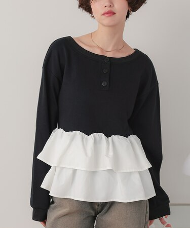 ドッキングペプラムスウェットトップス