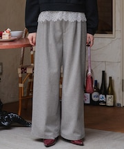 ウールライクダブルタックワイドパンツ