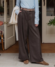 ウールライクダブルタックワイドパンツ