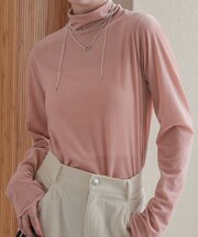 シアーベロアハイネックロングTシャツ