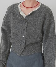 レイヤード風ふわっとニットカーディガン