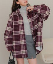 裏起毛チェックオーバーシャツ