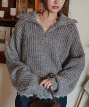 ハーフジップニット