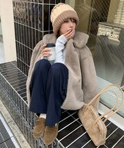 ビッグカラーフェイクファーコート