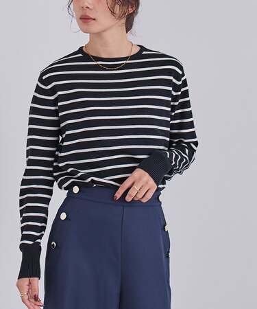 カシミヤタッチクルーネックニットトップス