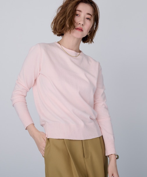 カシミヤタッチクルーネックニットトップス