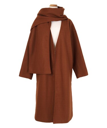 ニットメルトンストール付きコート