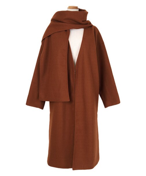 ニットメルトンストール付きコート