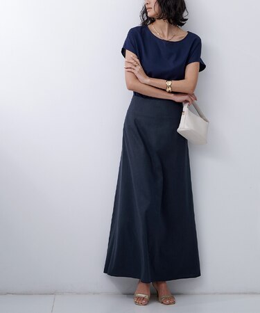 麻混セミフレアスカート