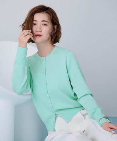 2wayパール釦ニットカーディガン