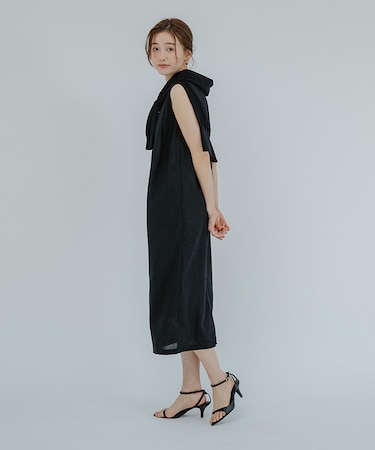 ノースリーブコクーンロングワンピース