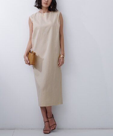ノースリーブコクーンロングワンピース