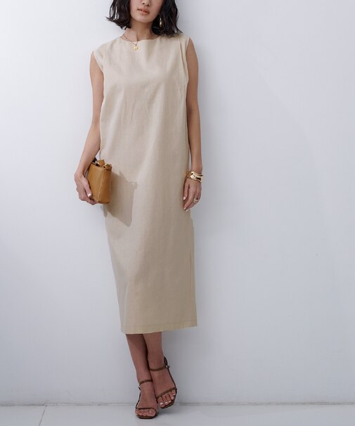 ノースリーブコクーンロングワンピース