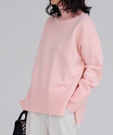 ベーシックハイネックワイドニット