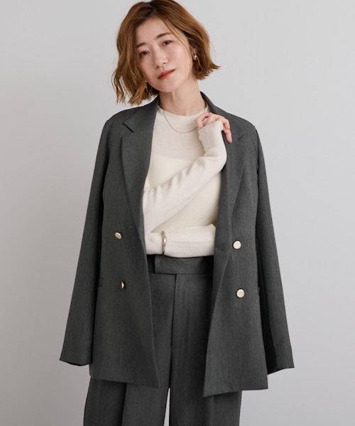 SACRA グレー ダブルブレスト テーラードジャケット SACRA グレー ダブルブレスト テーラードジャケット SACRA サクラ