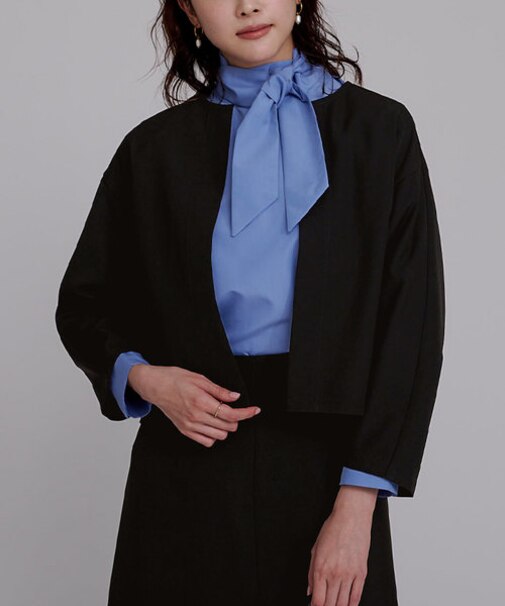 ノーカラークロップドジャケット