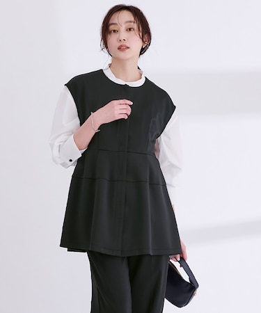 ボンディングペプラムトップス/ジレ