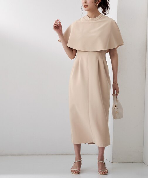 ケープウエストタックワンピース