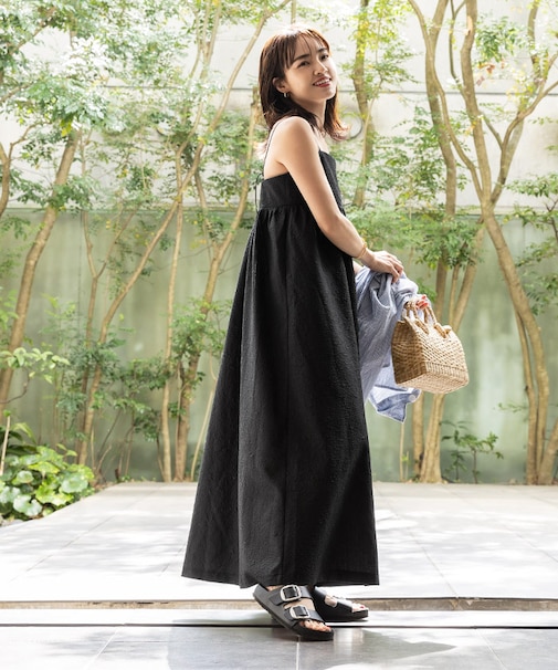 ふくれジャガードホルターキャミワンピース