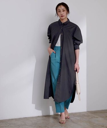 ベルト付スタンダードカラーシャツワンピース