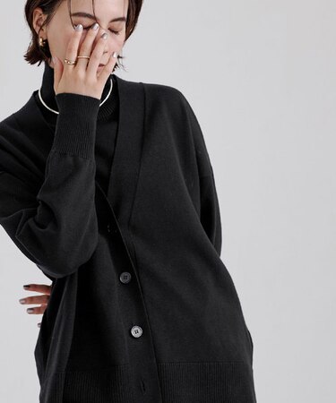 コットンウールブレンドVネックカーディガン