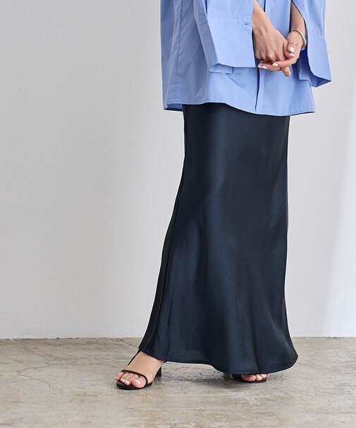 サテンマーメイドマキシスカート