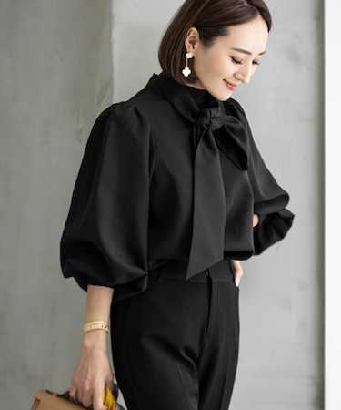 2wayボリュームスリーブボウタイブラウス