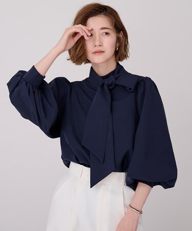 2wayボリュームスリーブボウタイブラウス